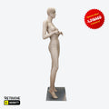 Female Mannequin, Full Body, Facial Features, Skin Color, with Metal Base Female Mannequin
