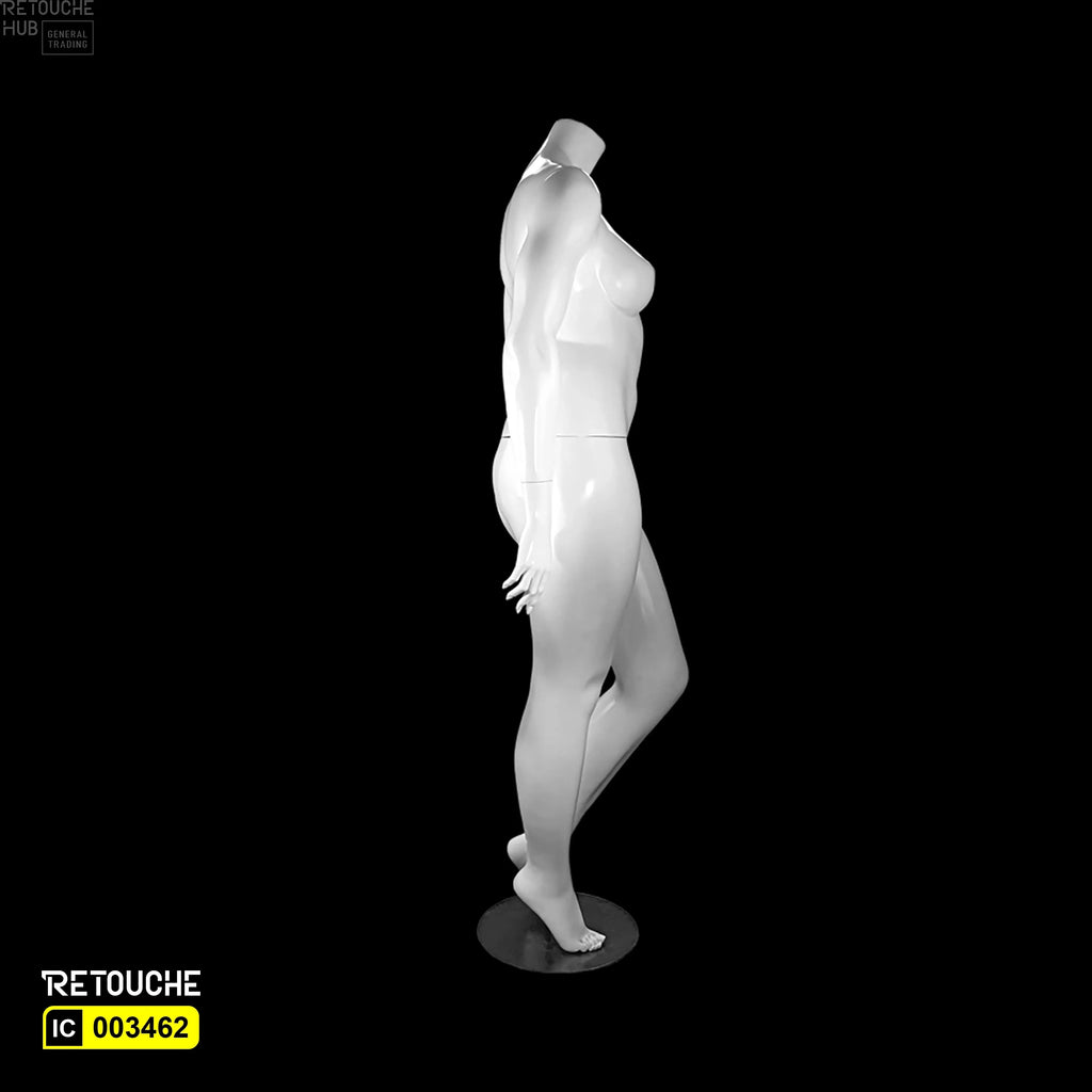 Female Mannequin, Plus Size, Headless, Glossy White Color - Retouche Hub General Trading LLC®
