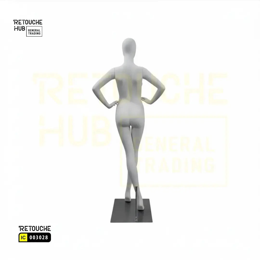 Fiberglass Female Mannequin | Egg Face | Crossed Legs Retouche Hub General Trading L.L.C