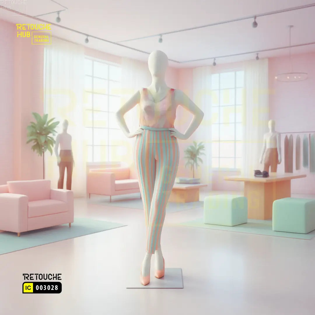 Fiberglass Female Mannequin | Egg Face | Crossed Legs Retouche Hub General Trading L.L.C