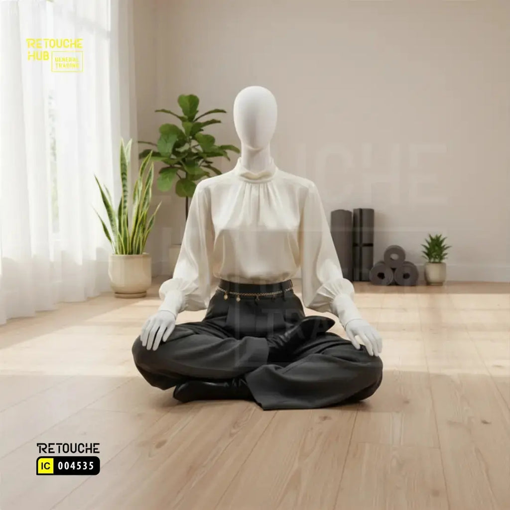 Fiberglass Female Mannequin | Meditation Yoga Pose | White Color Retouche Hub General Trading L.L.C