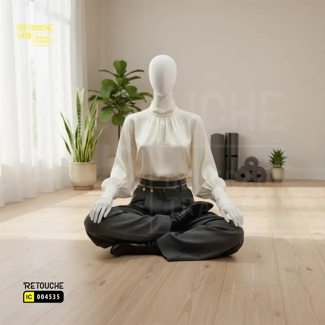 Fiberglass Female Mannequin | Meditation Yoga Pose | White Color Retouche Hub General Trading L.L.C