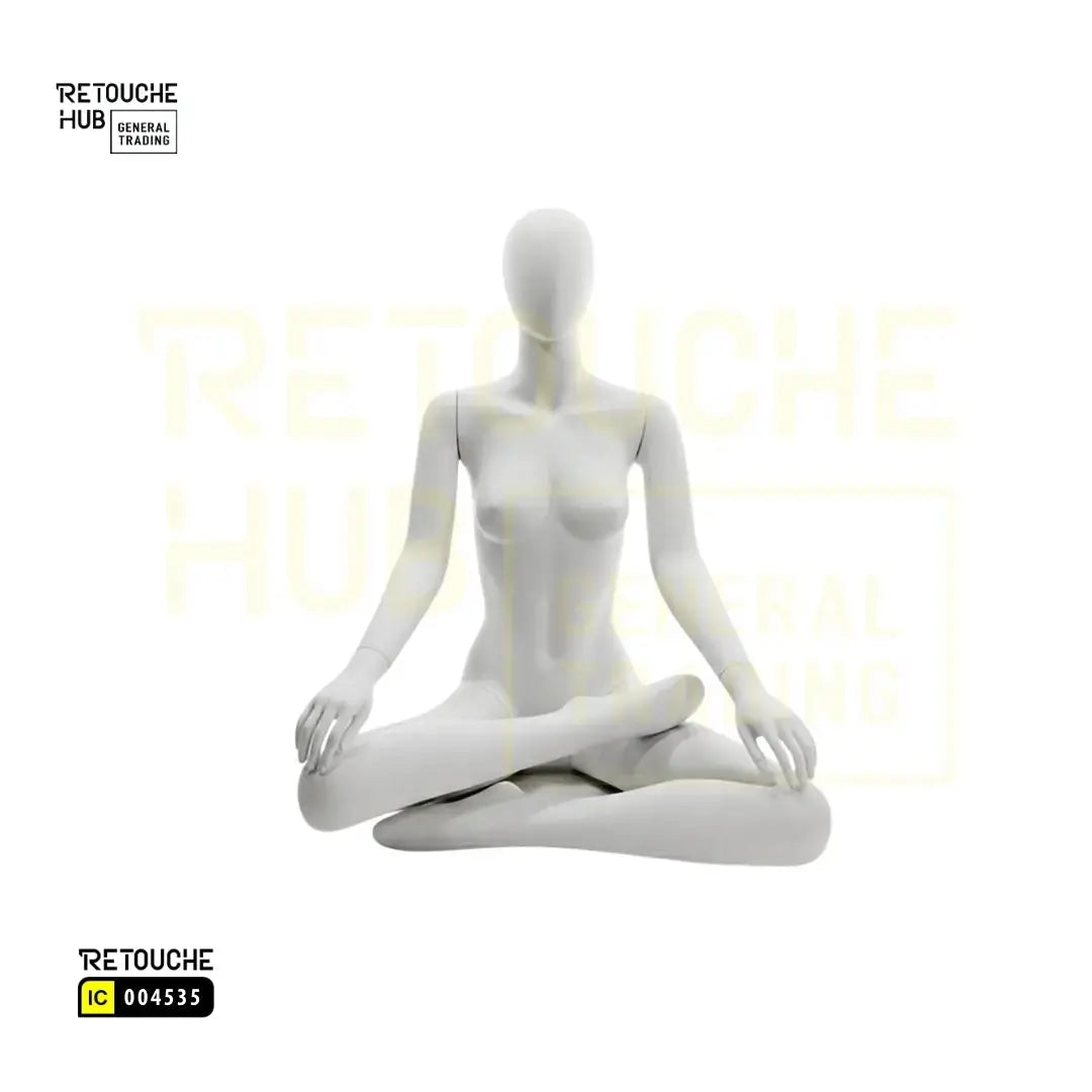 Fiberglass Female Mannequin | Meditation Yoga Pose | White Color Retouche Hub General Trading L.L.C