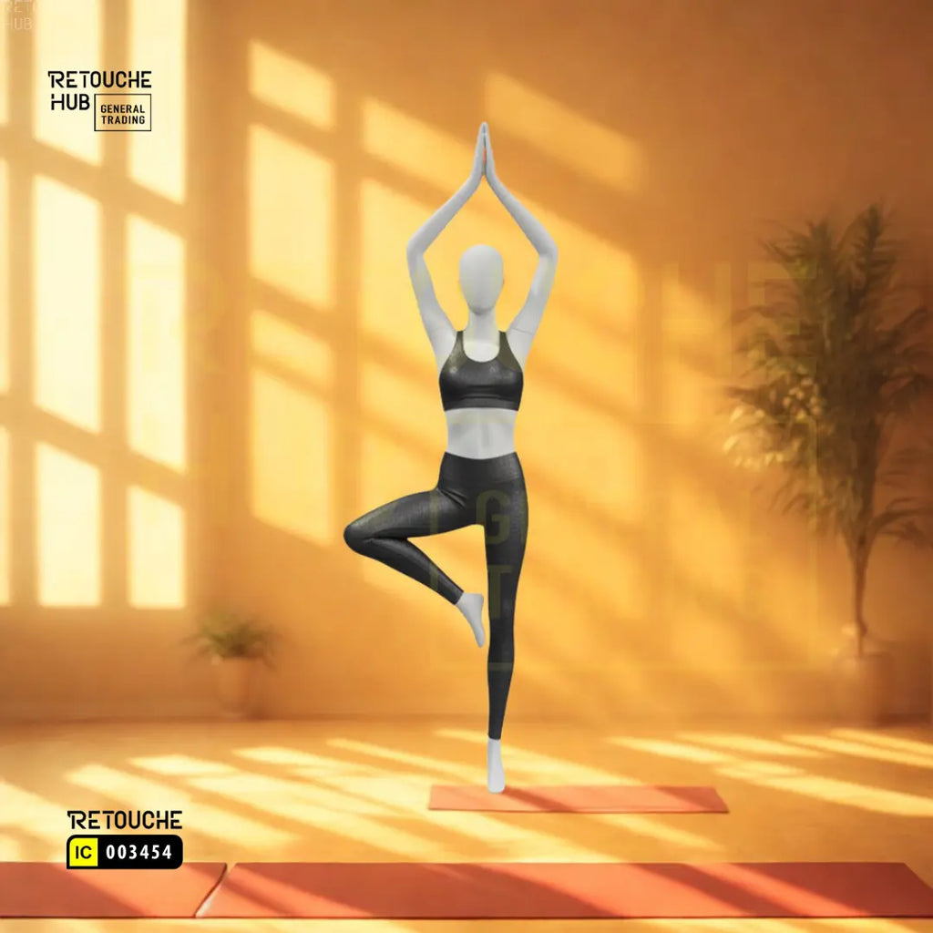 Fiberglass Female Mannequin | Yoga Pose | White Color Retouche Hub General Trading L.L.C