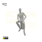 Fiberglass Male Mannequin | Seated Pose | Abstract Face | White Retouche Hub General Trading L.L.C