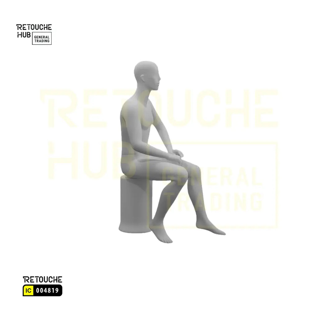 Fiberglass Male Mannequin | Seated Pose | Abstract Face | White Retouche Hub General Trading L.L.C