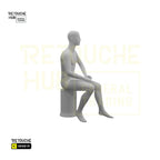 Fiberglass Male Mannequin | Seated Pose | Abstract Face | White Retouche Hub General Trading L.L.C