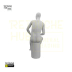 Fiberglass Male Mannequin | Seated Pose | Abstract Face | White Retouche Hub General Trading L.L.C