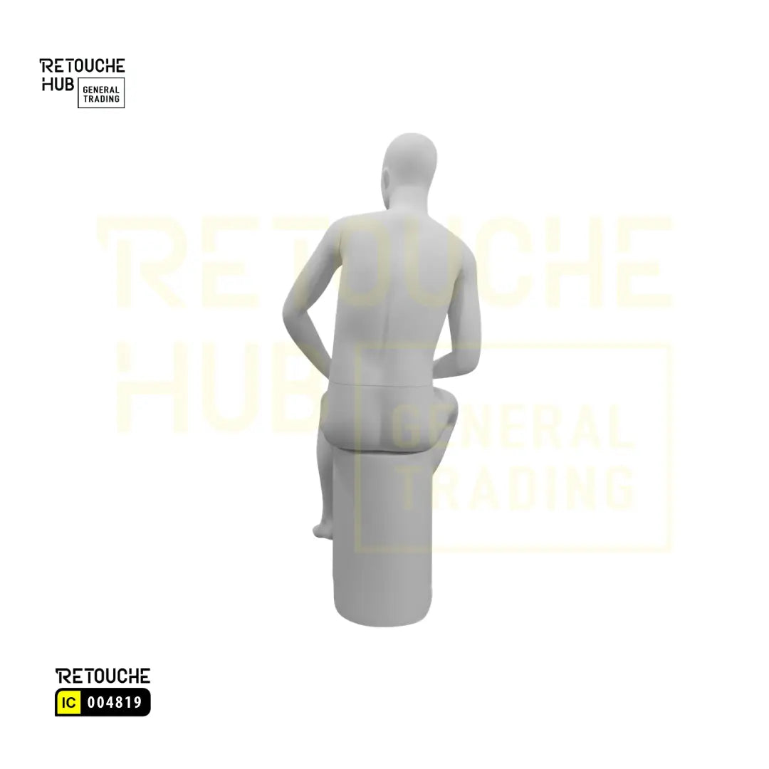 Fiberglass Male Mannequin | Seated Pose | Abstract Face | White Retouche Hub General Trading L.L.C