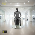 Fiberglass Male Mannequin | Seated Pose | Egg Face | Black Retouche Hub General Trading L.L.C