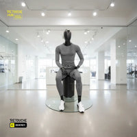Fiberglass Male Mannequin | Seated Pose | Egg Face | Black Retouche Hub General Trading L.L.C