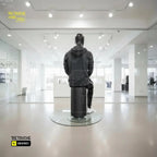 Fiberglass Male Mannequin | Seated Pose | Egg Face | Black Retouche Hub General Trading L.L.C