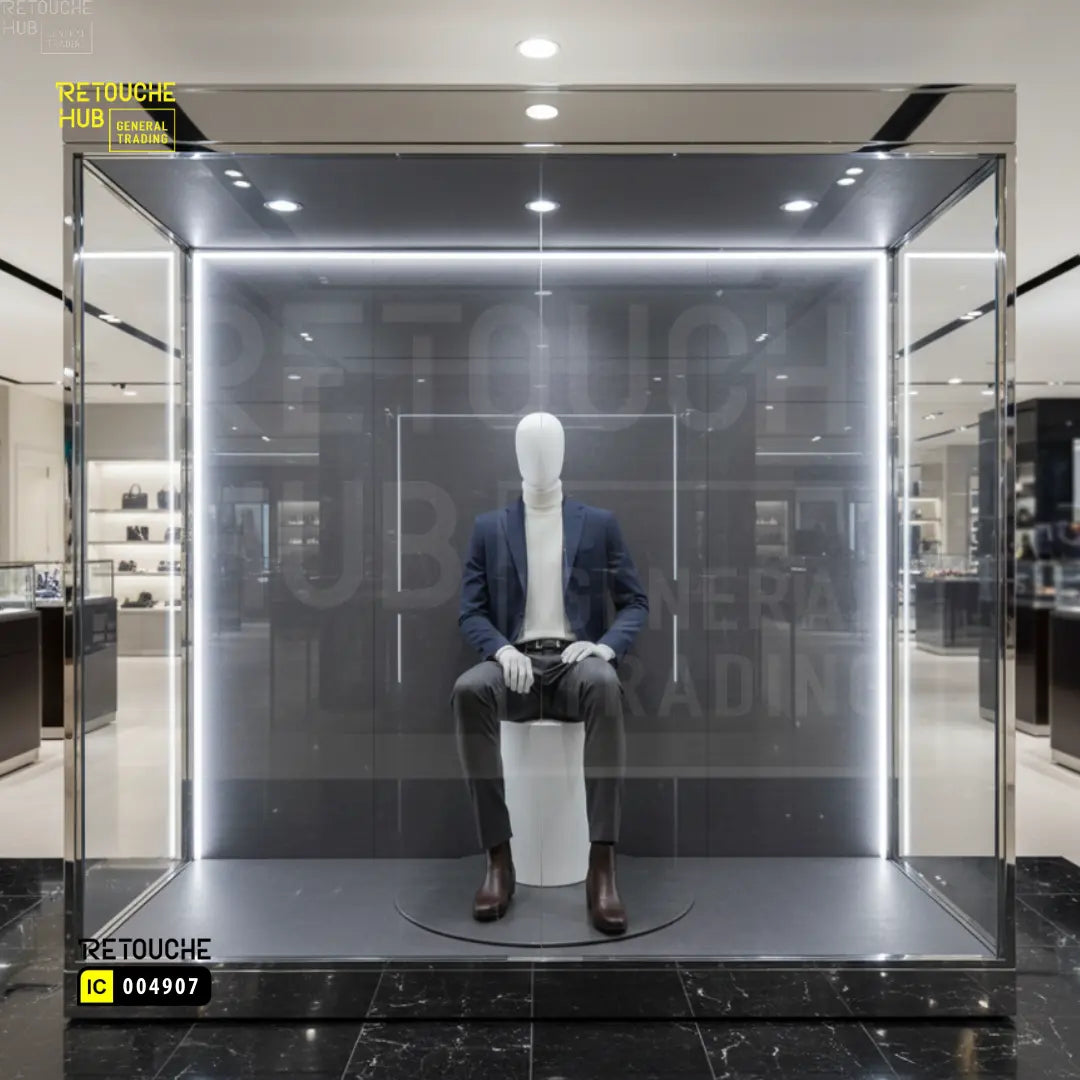 Fiberglass Male Mannequin | Seated Pose | Egg Face | Black Retouche Hub General Trading L.L.C