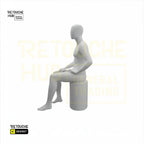 Fiberglass Male Mannequin | Seated Pose | Egg Face | Black Retouche Hub General Trading L.L.C