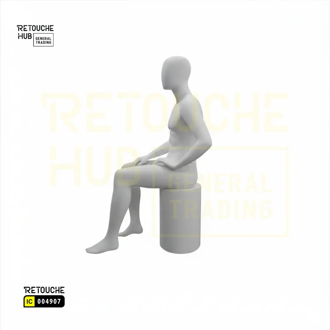 Fiberglass Male Mannequin | Seated Pose | Egg Face | Black Retouche Hub General Trading L.L.C
