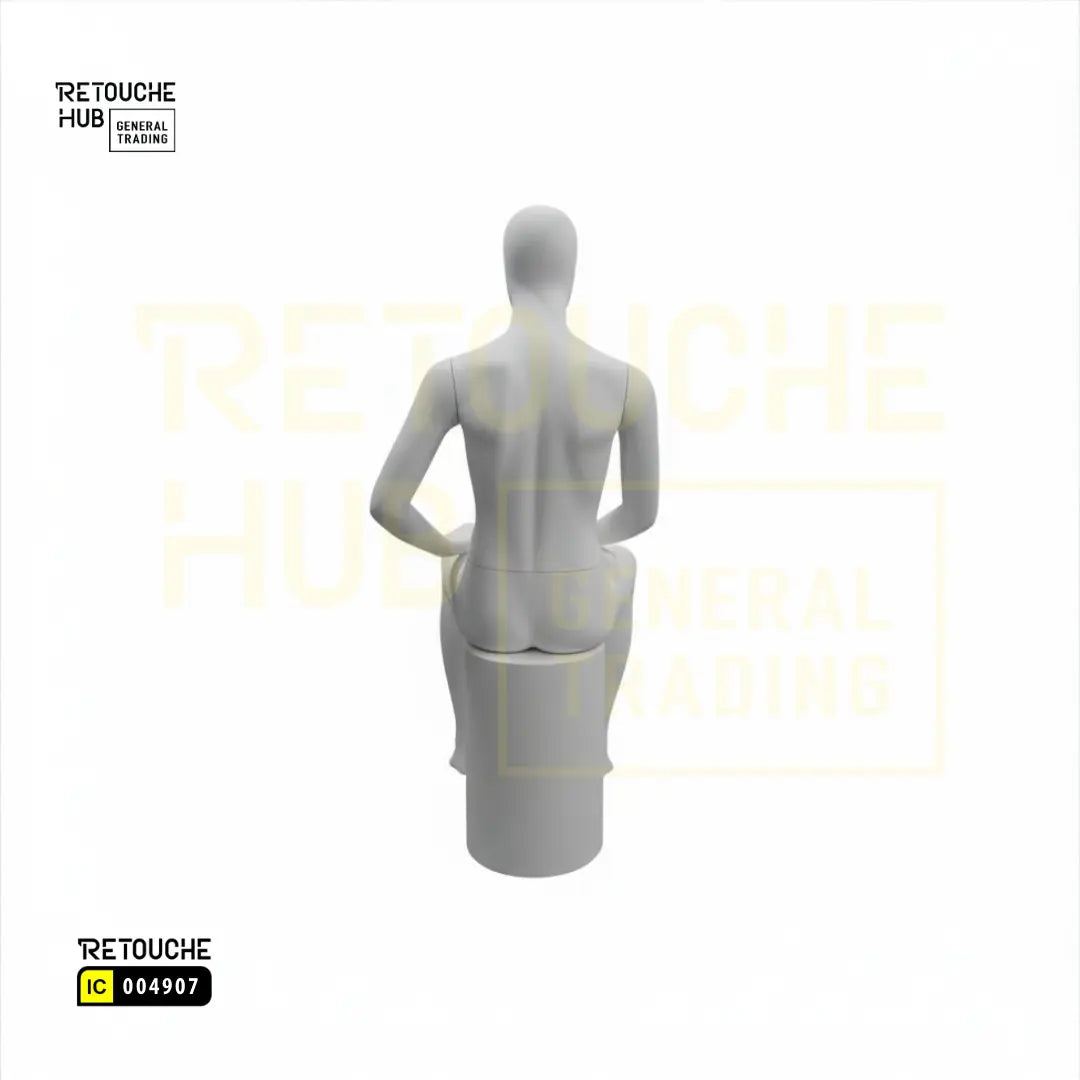 Fiberglass Male Mannequin | Seated Pose | Egg Face | Black Retouche Hub General Trading L.L.C