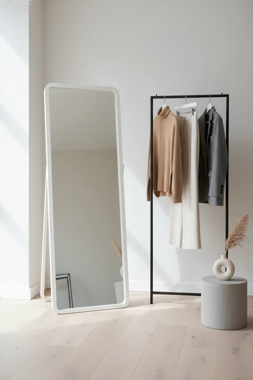 White MDF Floor Mirror lifestyle