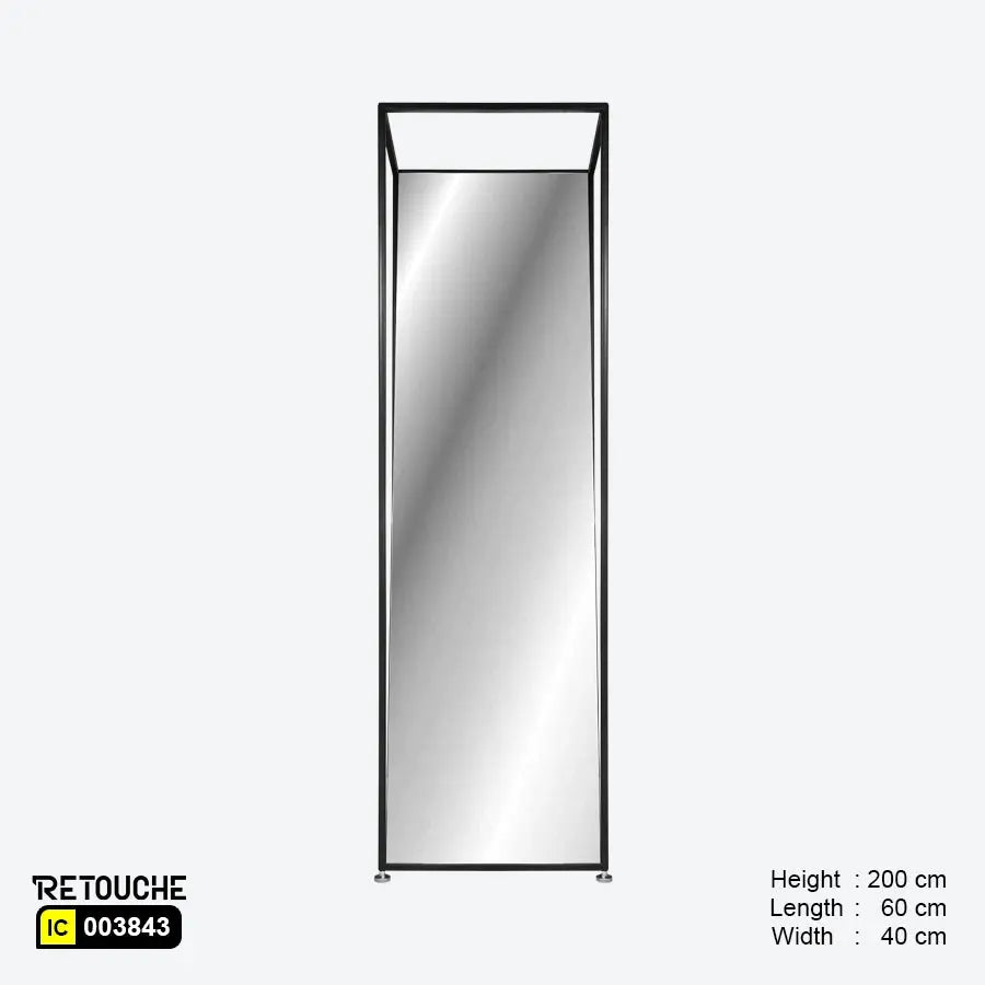 Floor Standing Mirror, Black Metal Clothes Hanging Stands