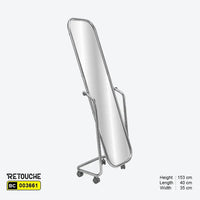Floor Standing Mirror, Chrome Finish, with Wheels Clothes Hanging Stands