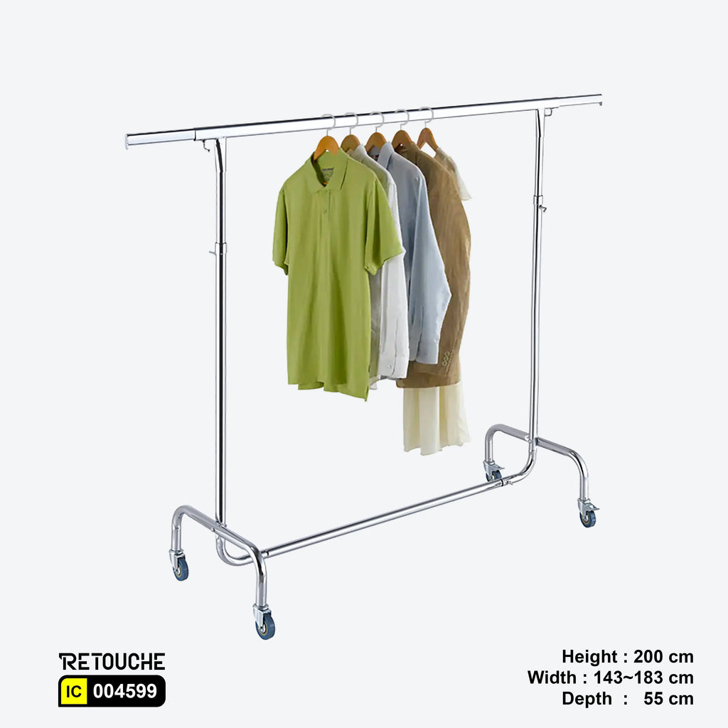 Garment Clothes Rack Stand, Adjustable, Single Bar, Full Chrome, with ...