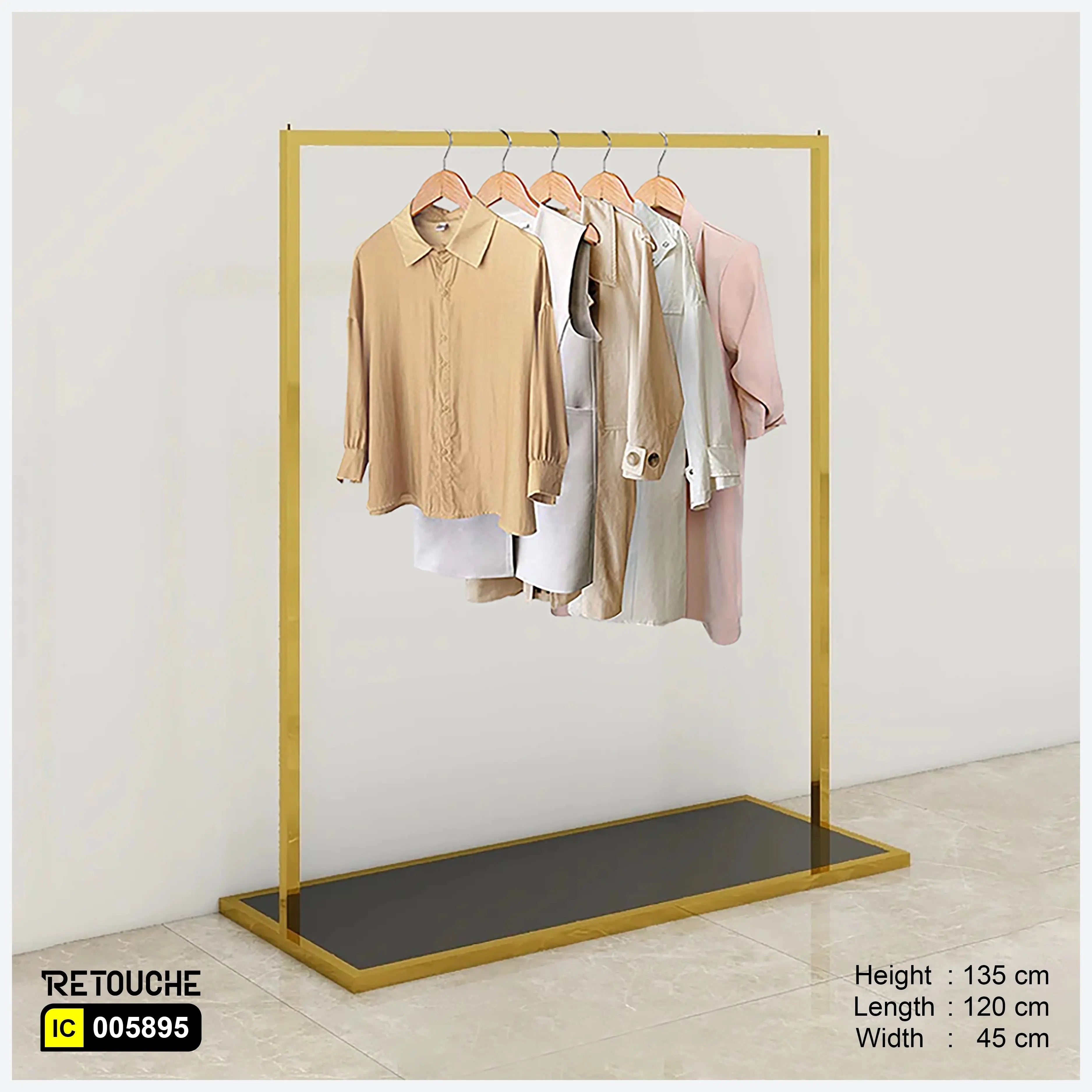 Garment Clothes Rack Stand, Metal, Gold Stainless Steel, Black MDF Base Clothes Stands