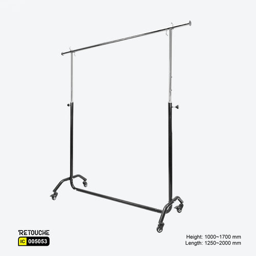 Garment Clothes Stand, Adjustable, Chrome and Black, With Wheels Clothes Stands