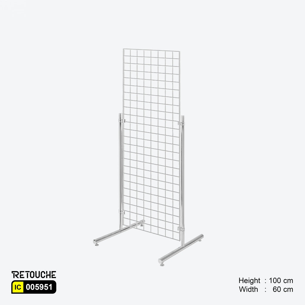 Gridwall Panel Legs, T-Shaped, Round Tube, Pair, Chrome Finish Grid Panels & Accessories