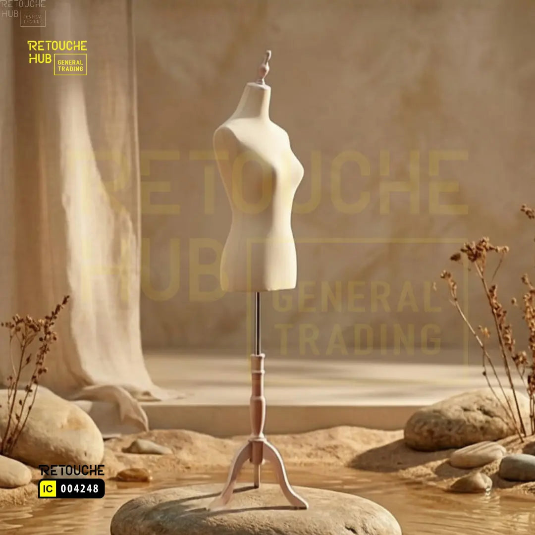 Half-Body Female Mannequin | on Tripod | Beige Retouche Hub General Trading L.L.C