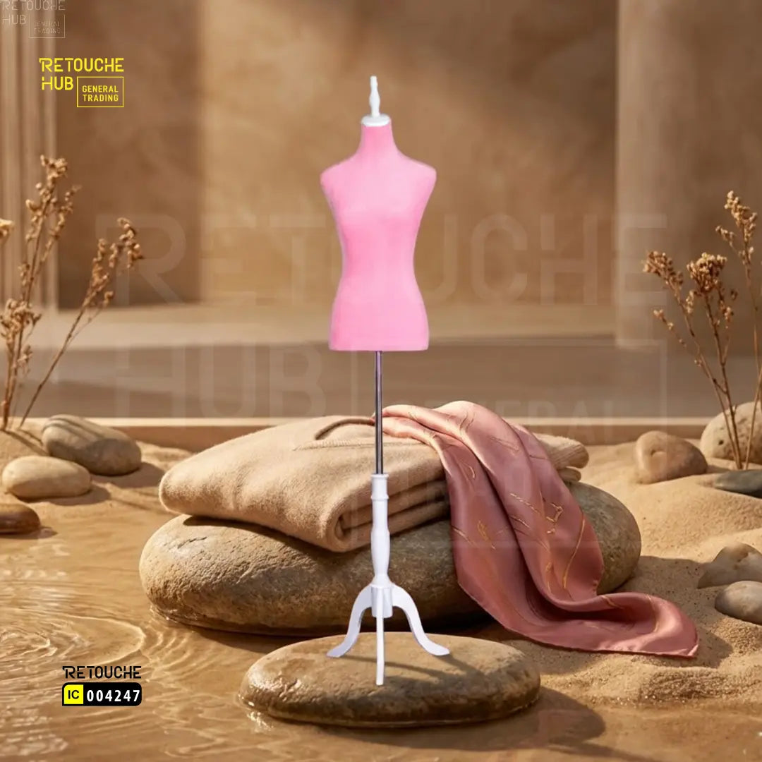 Half-Body Female Mannequin | on Tripod | Pink Retouche Hub General Trading L.L.C