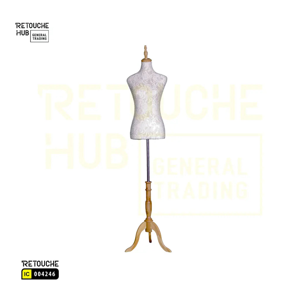 Half-Body Female Mannequin | on Tripod | Pure White Retouche Hub General Trading L.L.C