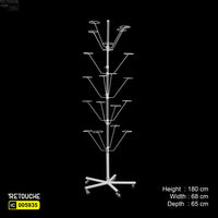 Hat Display Stand, Floor Standing, 20 Holders, Adjustable, Chrome + White Displays & Showcases