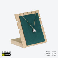 Jewelry Display Stand, Green Velvet with Wood Displays & Showcases