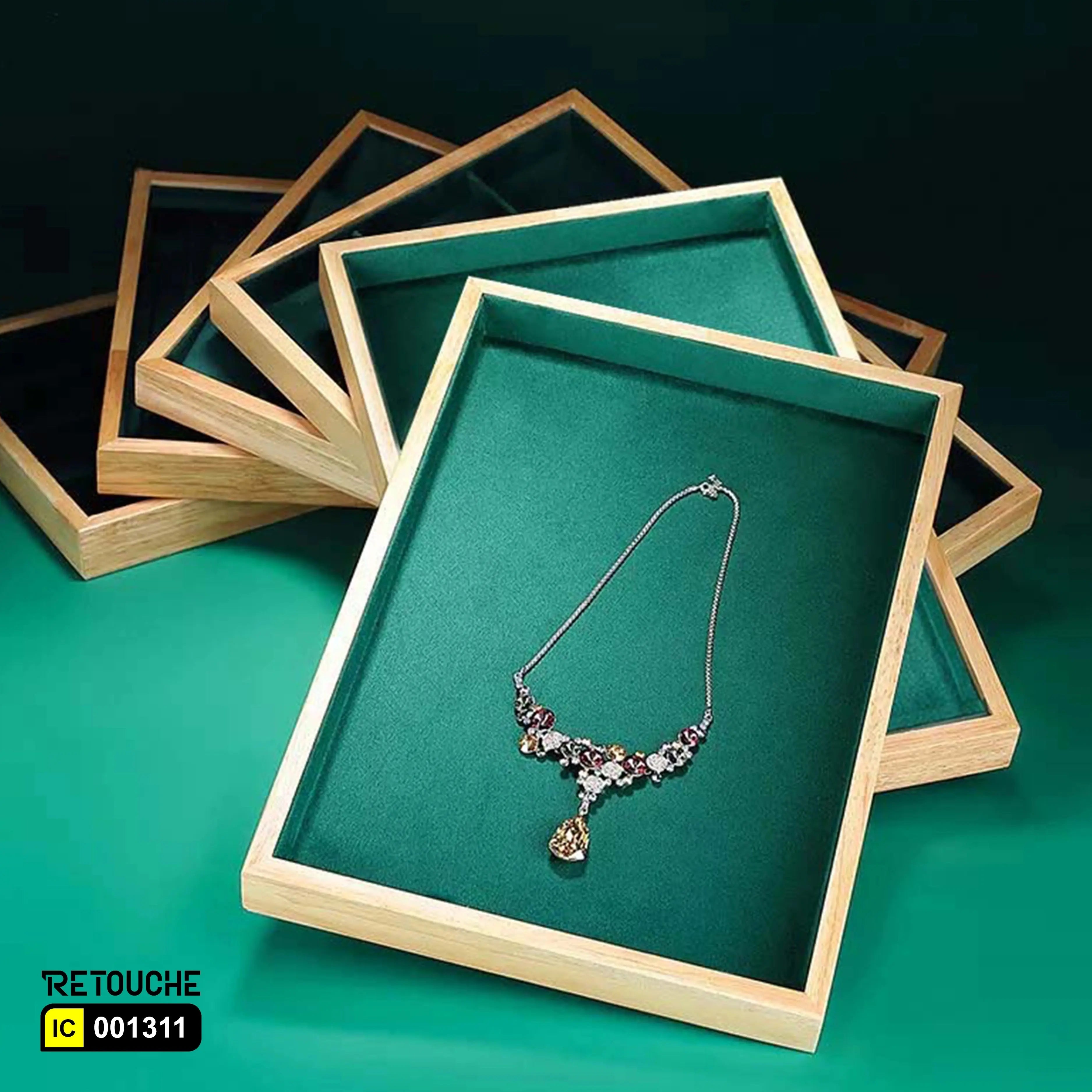 Jewelry Display Storage Tray , Green Velvet Displays & Showcases