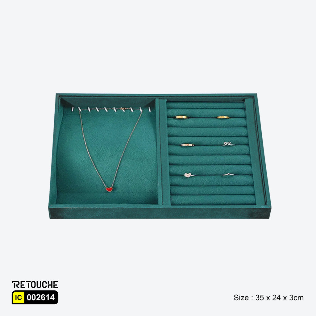 Jewelry Display Storage Tray , Green Velvet Displays & Showcases