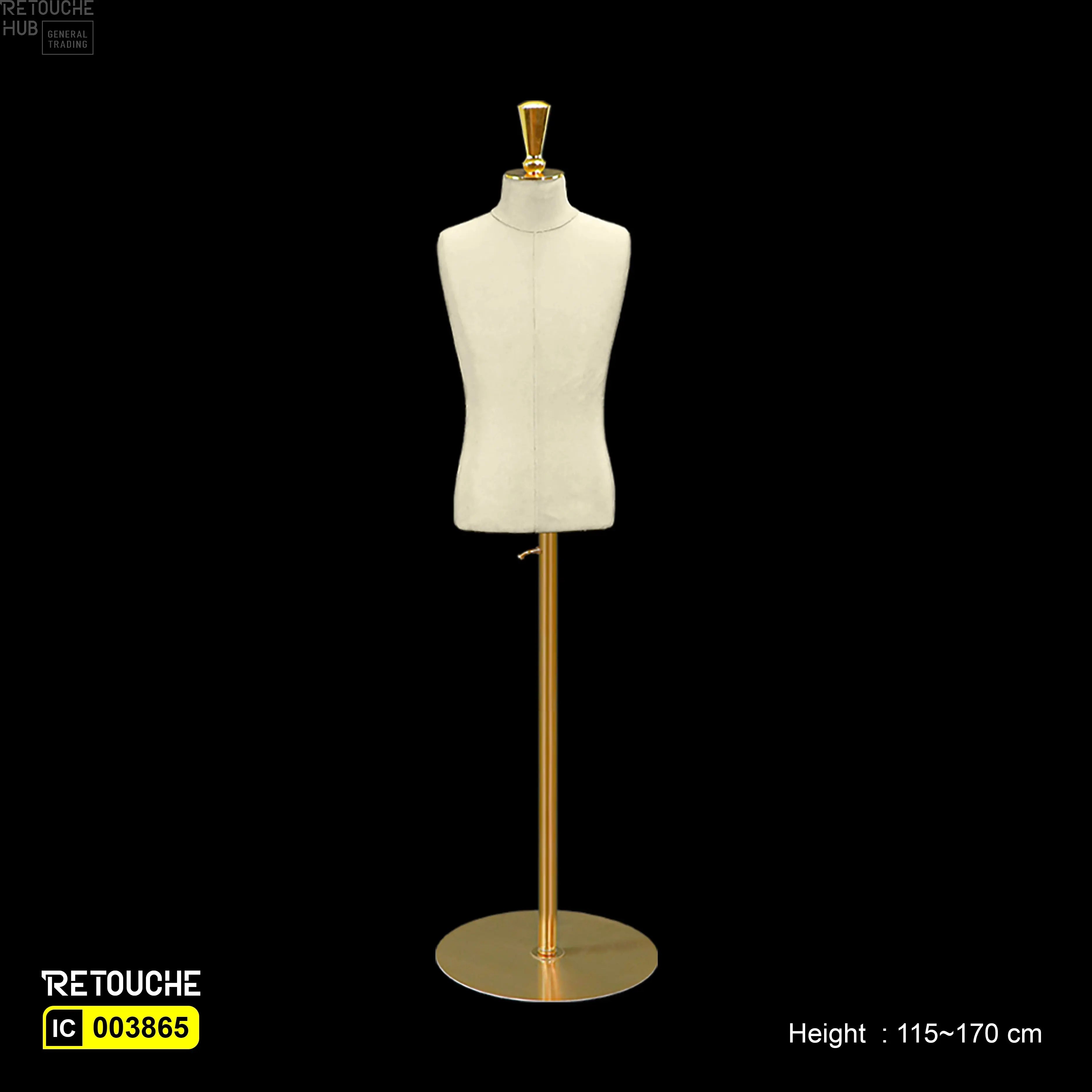 Kids - Children Mannequin, Adjustable Height, Torso on Gold Pole and Base Children Mannequin