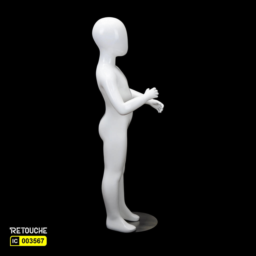 Kids Mannequin Full Body Egg Face, White Color Children Mannequin