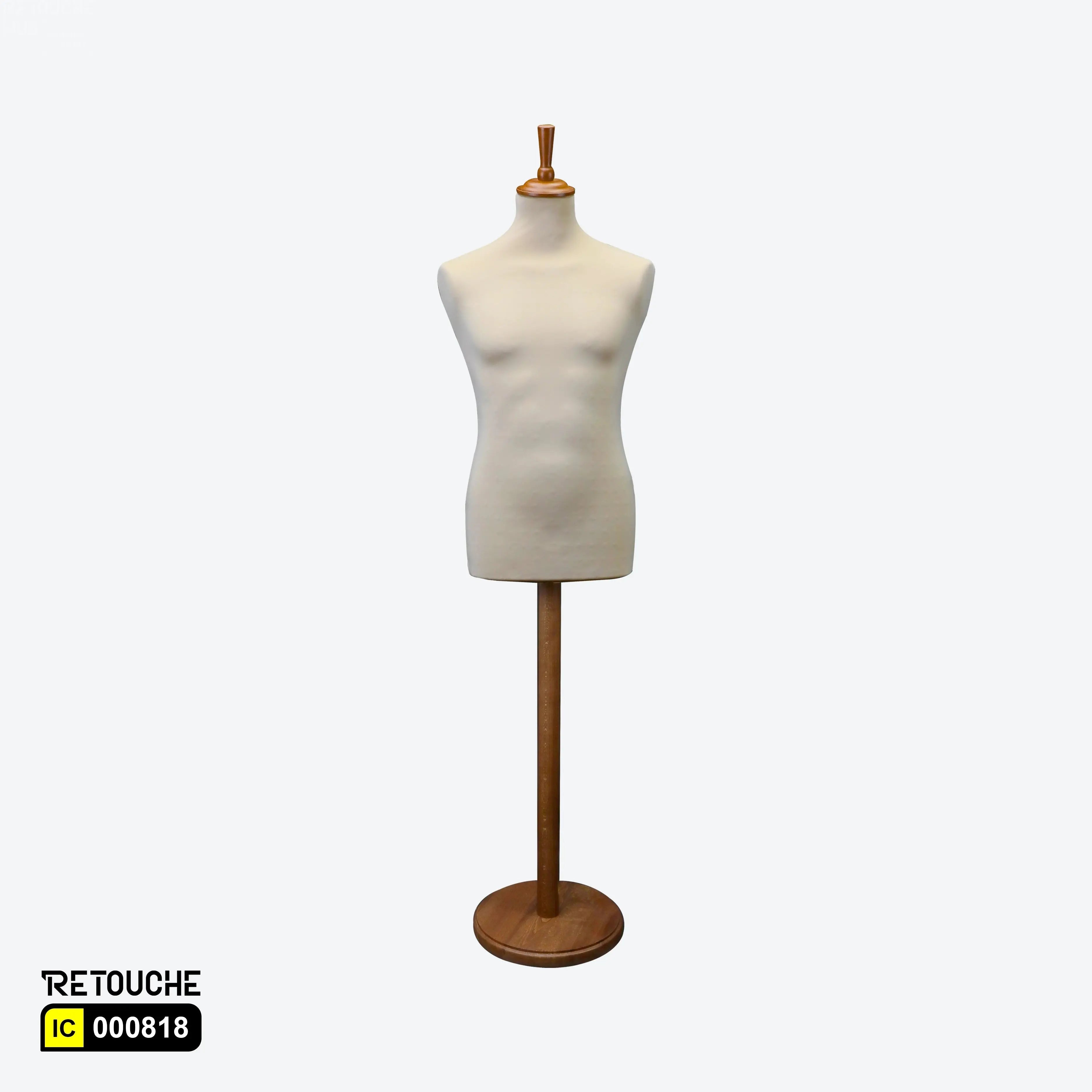 Male Mannequin Beige Bust, Italy Bust Foam, Walnut Round Base + cover Male Mannequin