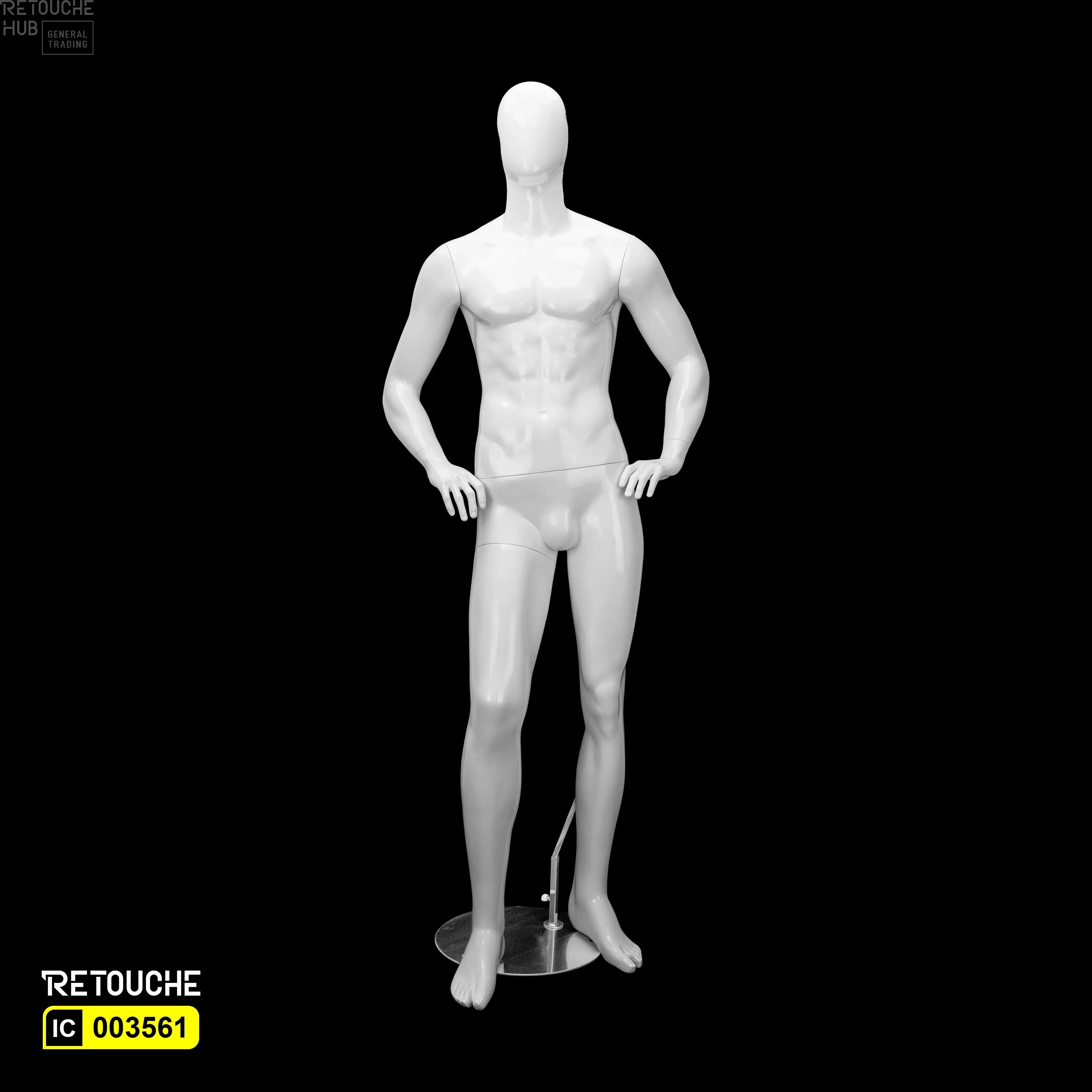 Male Mannequin Full Body Egg Face, White Color Male Mannequin