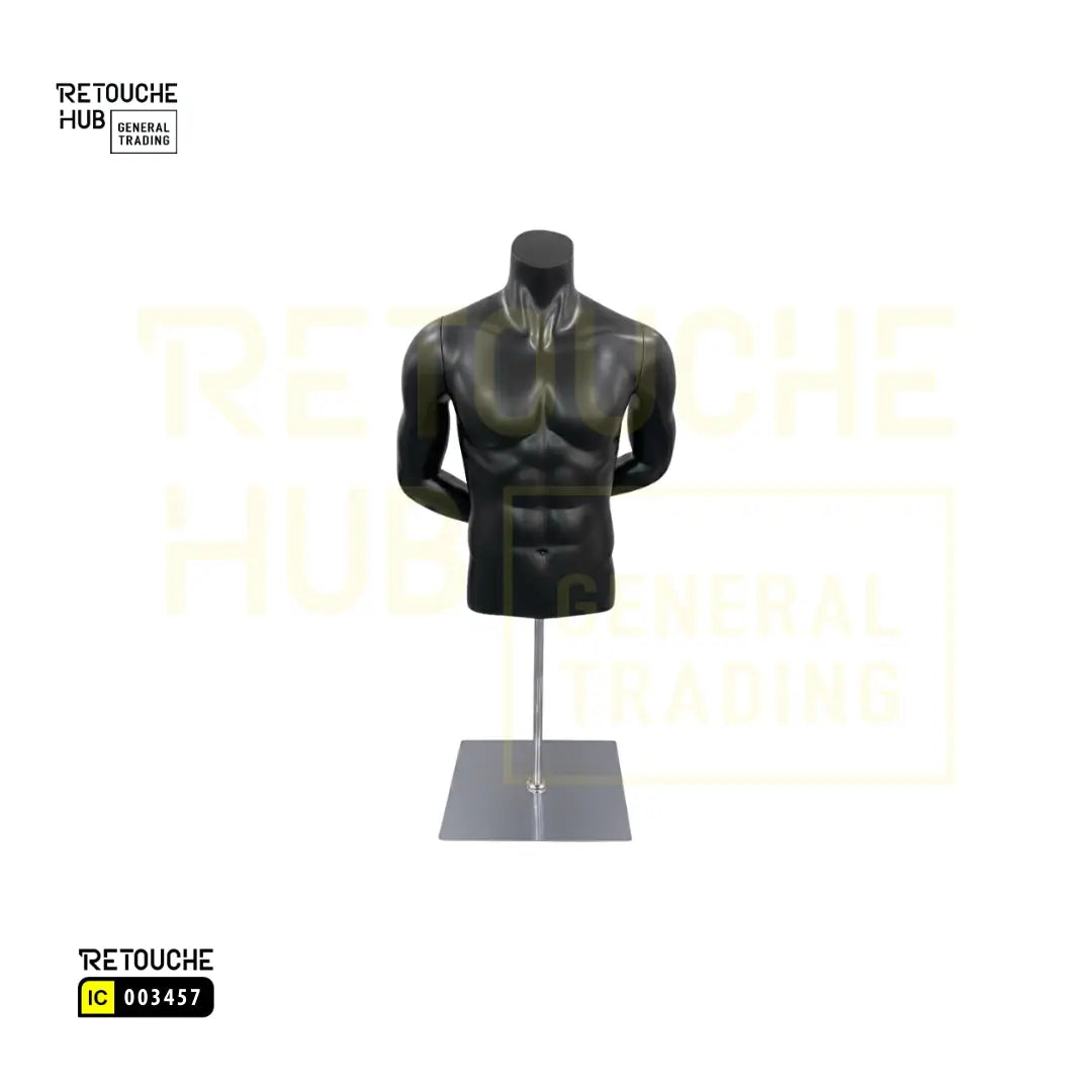 Male Upper Body Torso Display Mannequin with Stand | Arms at Back | No Head Retouche Hub General Trading L.L.C