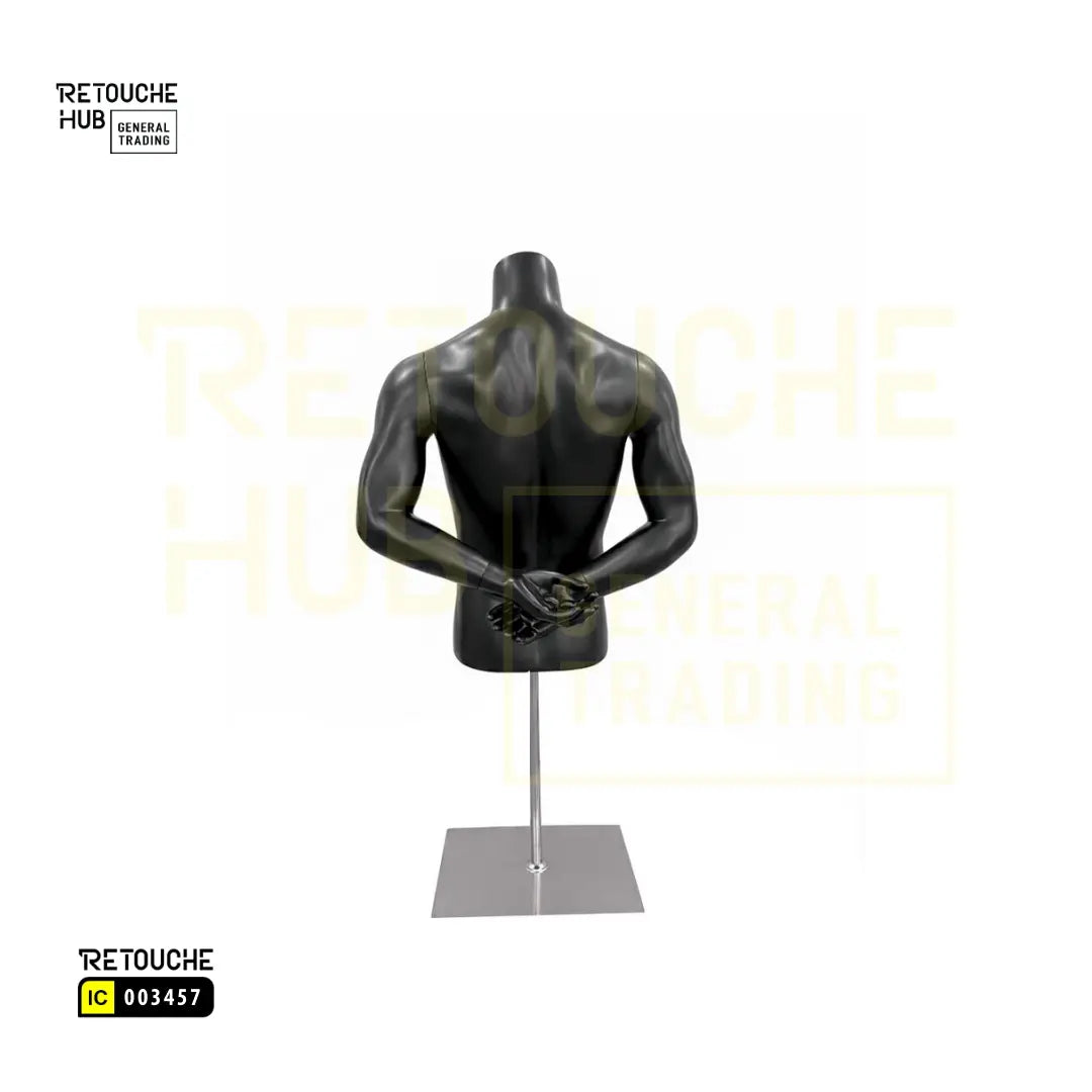 Male Upper Body Torso Display Mannequin with Stand | Arms at Back | No Head Retouche Hub General Trading L.L.C