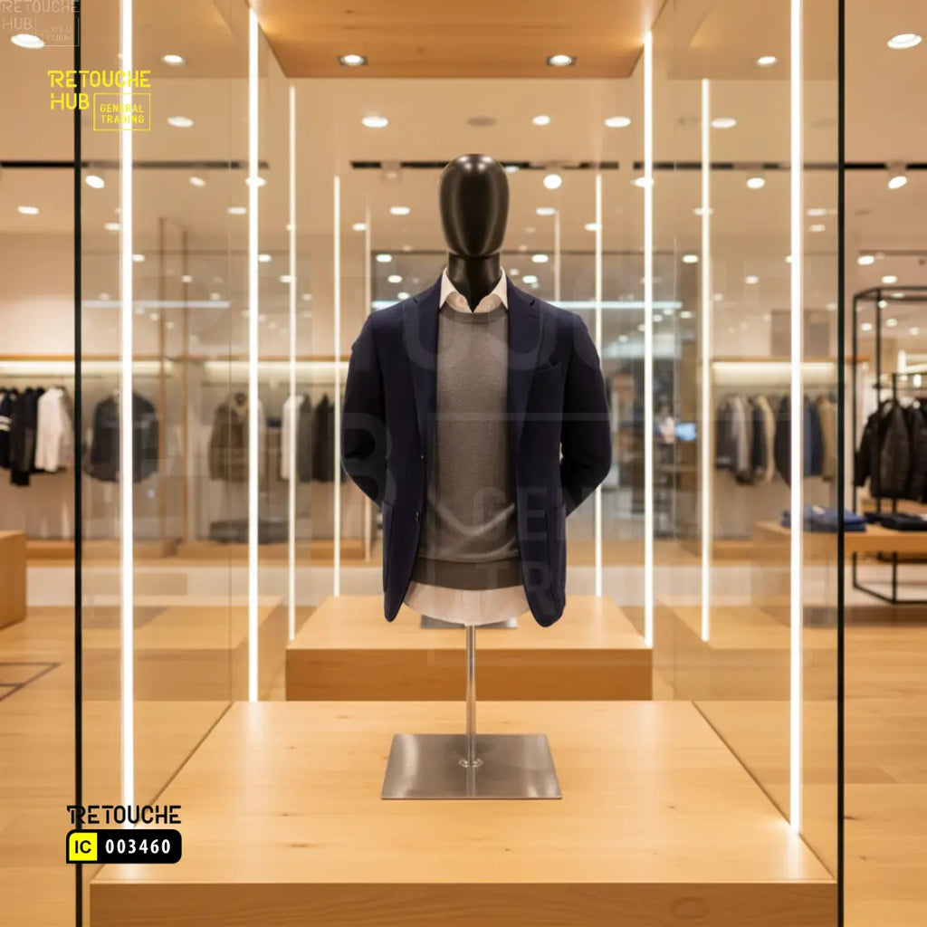 Male Upper Body Torso Display Mannequin with Stand | Arms at Back |  With Head Retouche Hub General Trading L.L.C