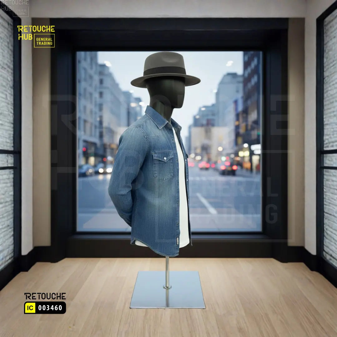 Male Upper Body Torso Display Mannequin with Stand | Arms at Back |  With Head Retouche Hub General Trading L.L.C