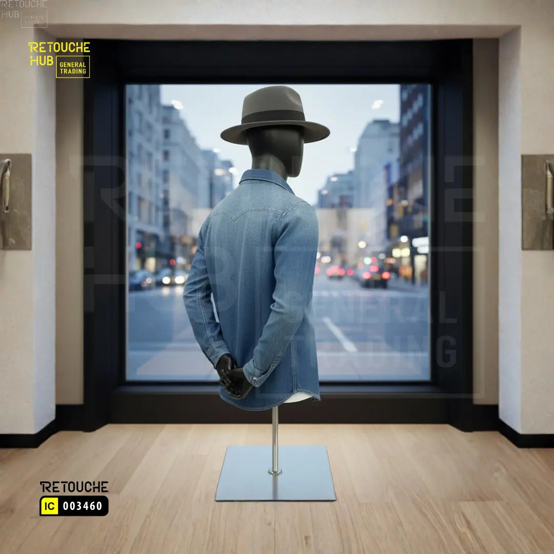 Male Upper Body Torso Display Mannequin with Stand | Arms at Back |  With Head Retouche Hub General Trading L.L.C