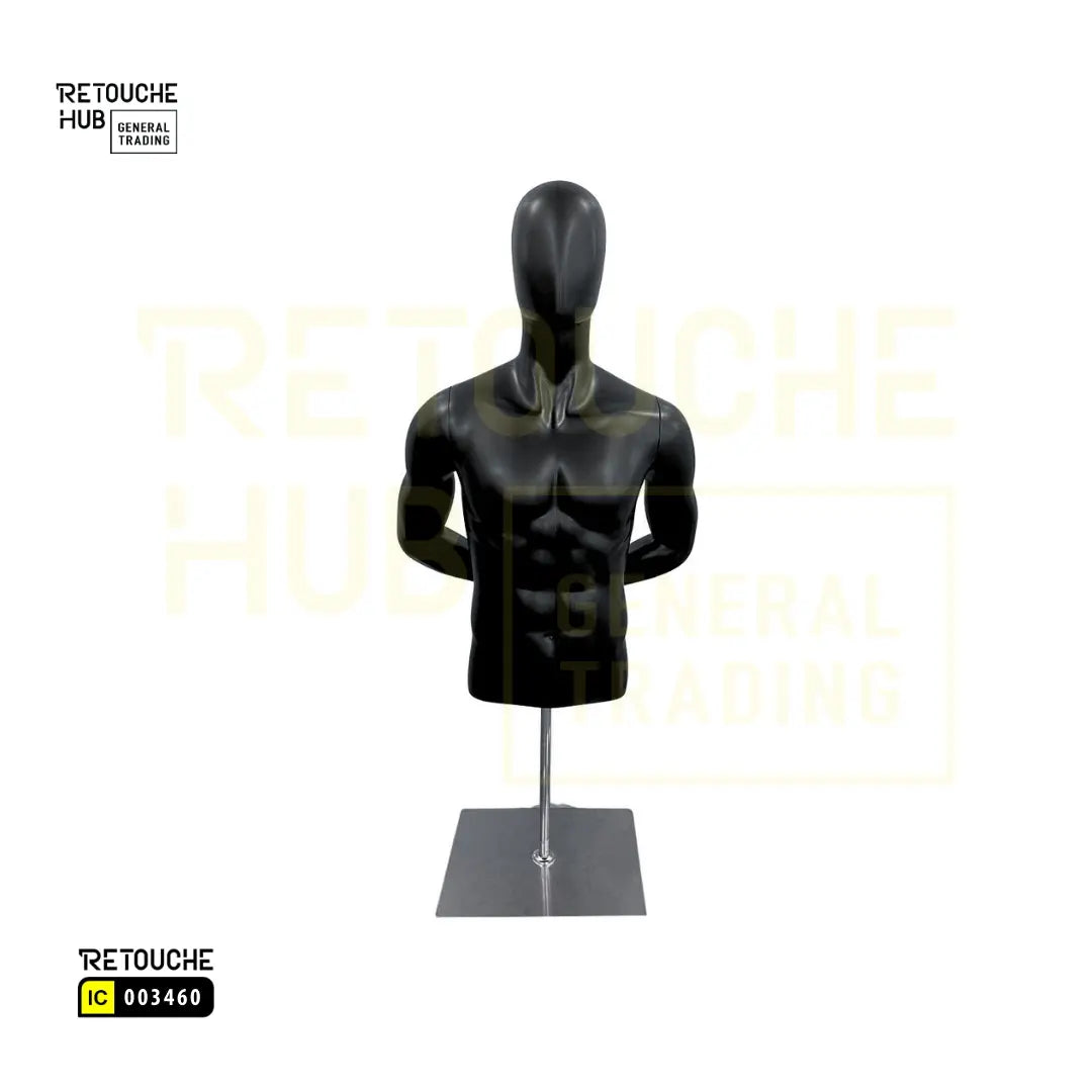 Male Upper Body Torso Display Mannequin with Stand | Arms at Back |  With Head Retouche Hub General Trading L.L.C
