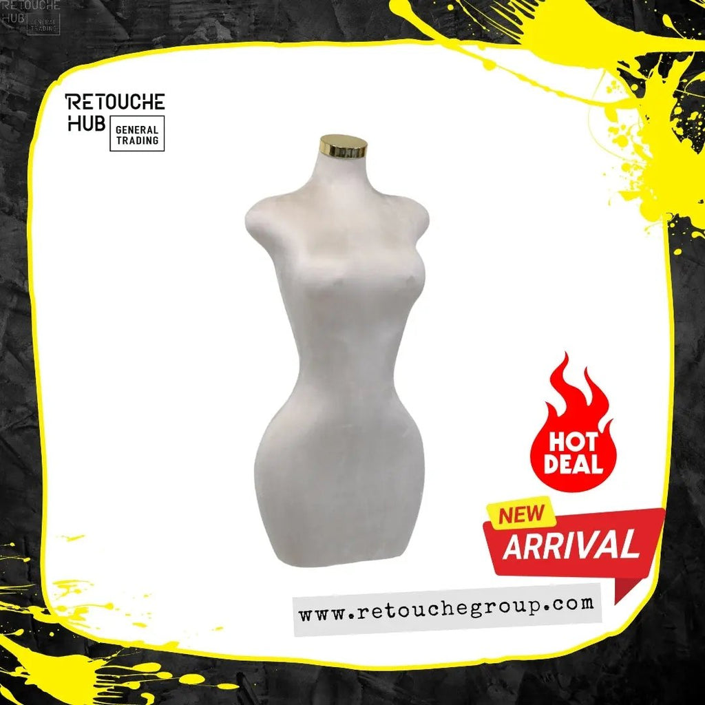 Mannequin Torso Dress Form Manikin Body Velvet Cover Female Mannequin Stand, Plus Size Dress Form Manikin with Gold Base, Half Body Curvy Model Torso, Height Adjustable Retouche Hub General Trading L.L.C