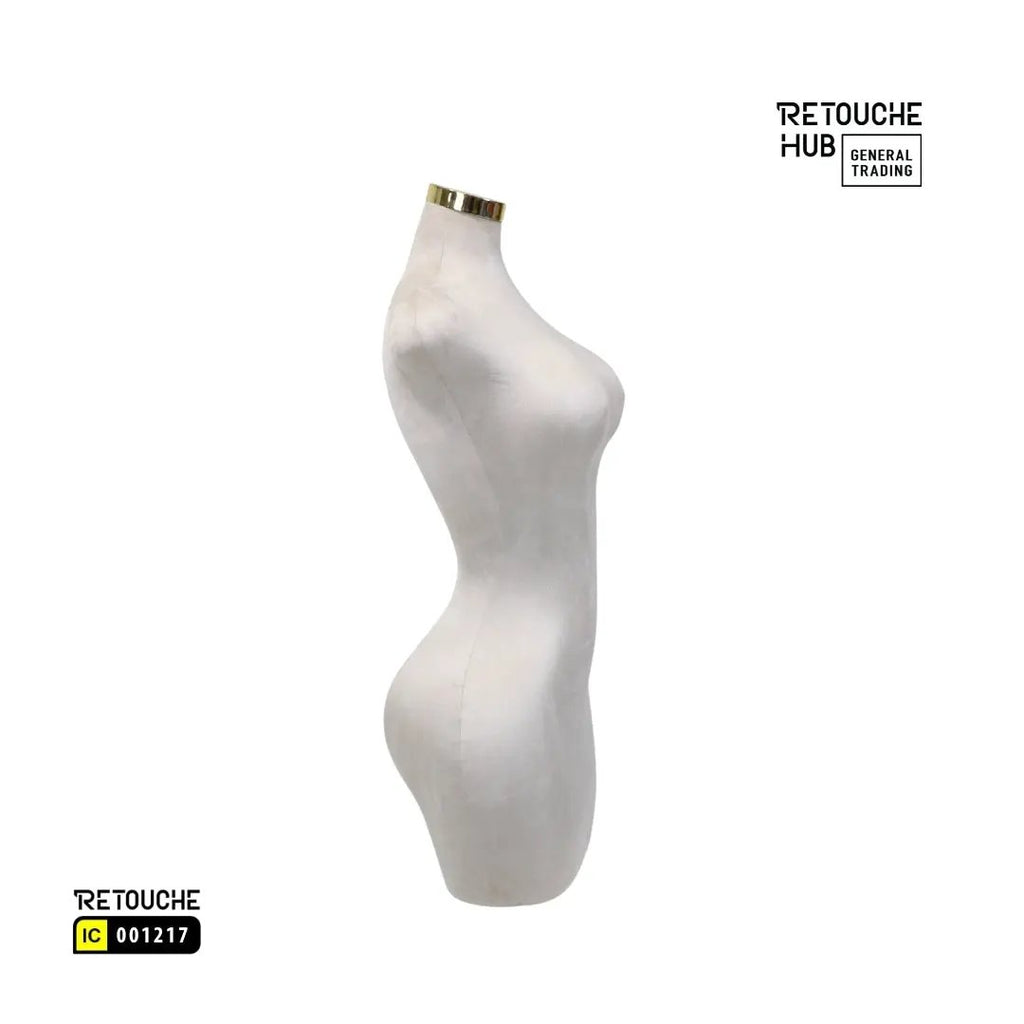 Mannequin Torso Dress Form Manikin Body Velvet Cover Female Mannequin Stand, Plus Size Dress Form Manikin with Gold Base, Half Body Curvy Model Torso, Height Adjustable Retouche Hub General Trading L.L.C