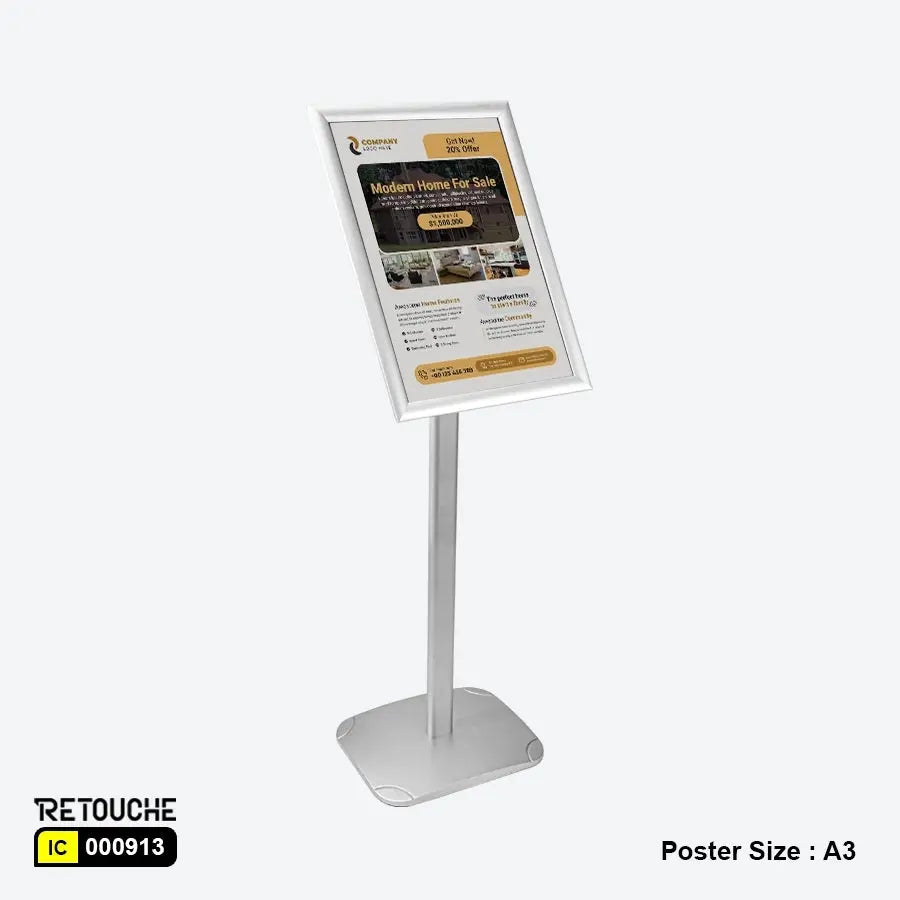 Metal Advertising Poster Display Floor Stand, Snap-Frame, Poster Supermarket Equipment