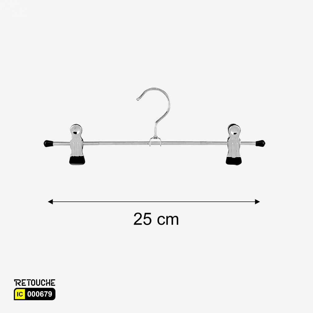 Metal Clothes Hanger, Chrome Finish, with Dual Clips Clothes Hangers