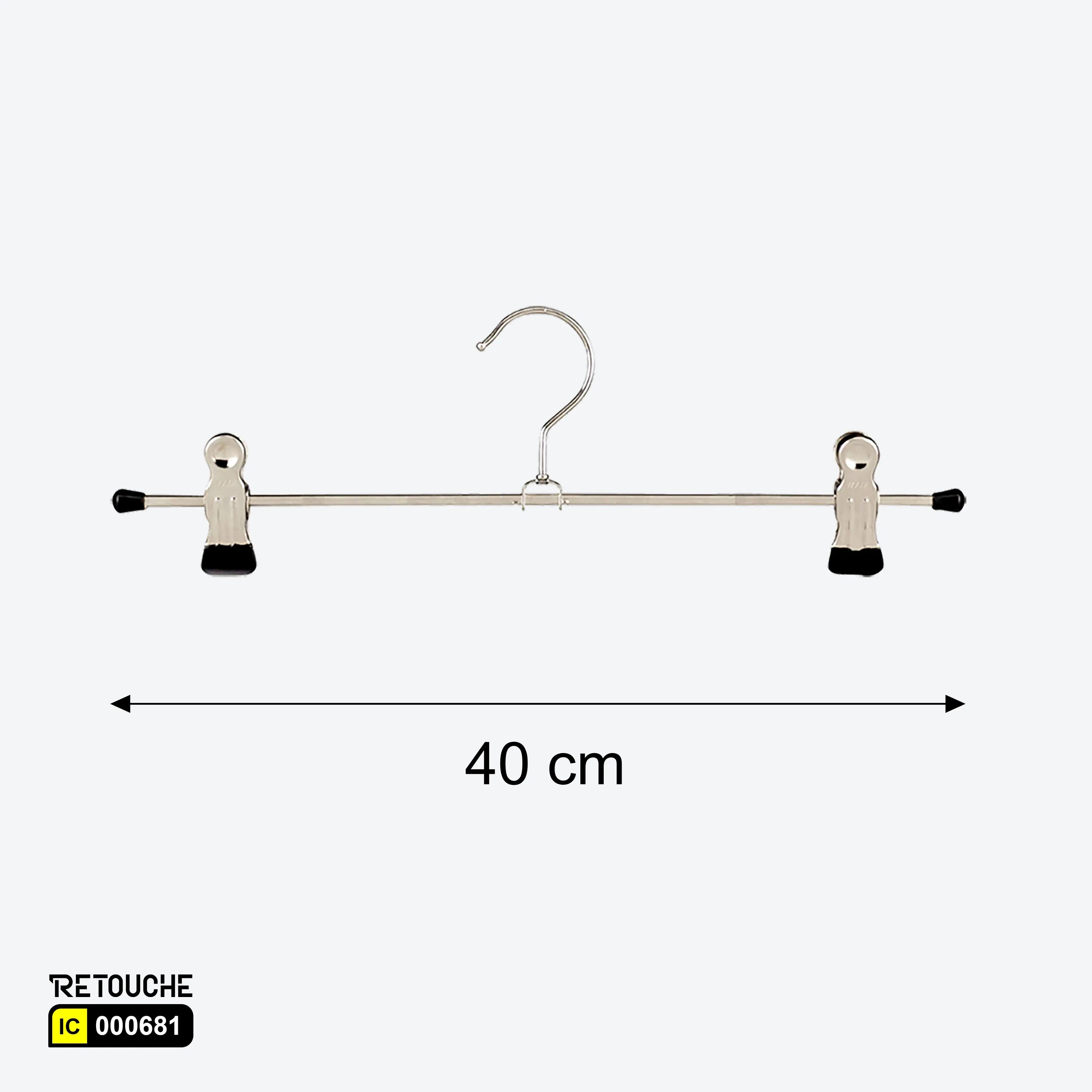 Metal Clothes Hanger, Chrome Finish, with Dual Clips Clothes Hangers