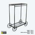 Metal Clothes Rack Stand, Black Color, Non-moving wheels Clothes Stands